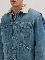 ICONS 124MJ Mens Sherpa Denim Jacket:Sage Wash:L