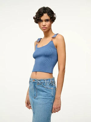 Wrangler + STAUD The Overall Knit Top Denim Blue