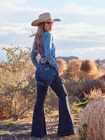 Wrangler x Lainey Wilson Western Chap Bell Bottoms Tonal Blue