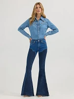 Wrangler x Lainey Wilson Western Chap Bell Bottoms Tonal Blue