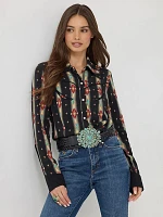 Wrangler x Lainey Wilson Classic Checotah Western Snap Shirt Black