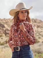 Wrangler x Lainey Wilson Chestnut Checotah Western Snap Shirt Brown