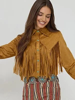 Wrangler x Lainey Wilson Fringe Snap Shirt Bone Brown