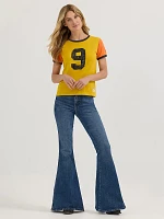 Wrangler x Lainey Wilson Number 9 Slim Ringer Tee Nugget Gold