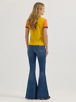 Wrangler x Lainey Wilson Number 9 Slim Ringer Tee Nugget Gold