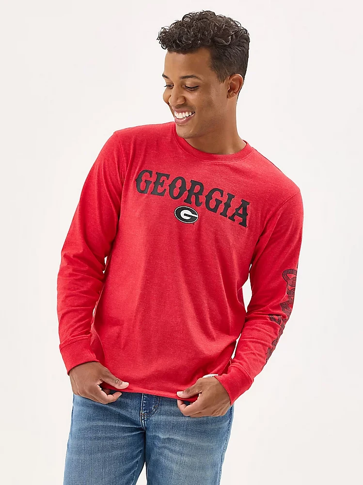 Men's Wrangler Collegiate Rattler Long Sleeve T-Shirt University Of Georgia