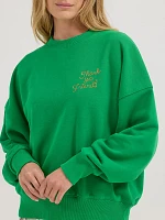 Wrangler x Lainey Wilson Thank Ya Friend Crew Sweatshirt Fern Green