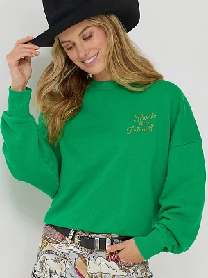 Wrangler x Lainey Wilson Thank Ya Friend Crew Sweatshirt Fern Green