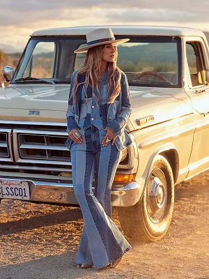 Wrangler x Lainey Wilson Patchwork Bell Bottoms Blue