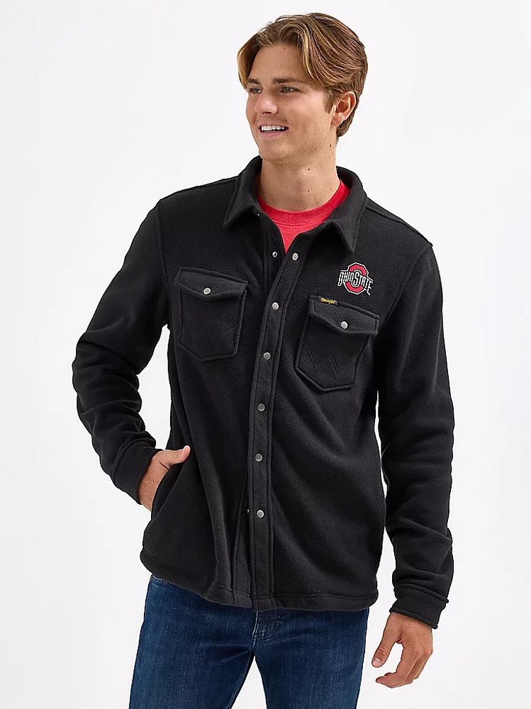 Men's Wrangler Collegiate Fleece Western Snap Jacket Ohio State