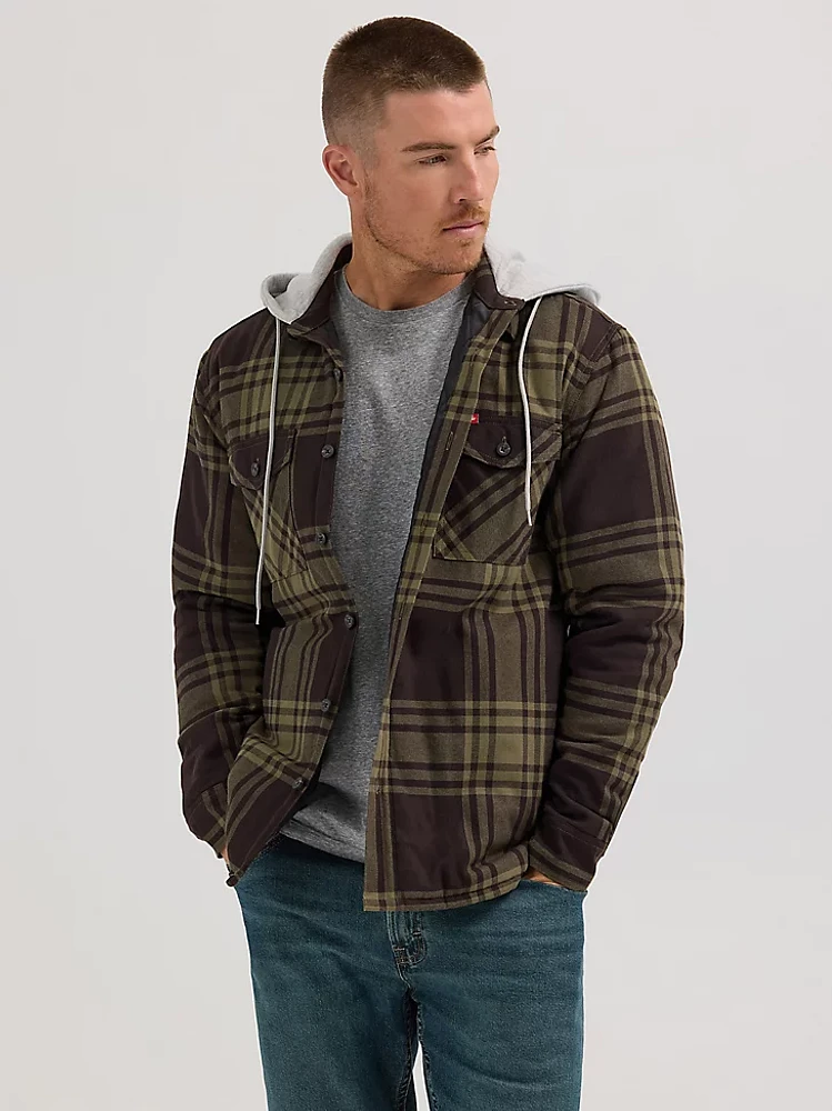 Men's Hooded Shirt Jacket Burnt Olive