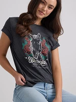 Women's Horse and Roses Tee Jet Black