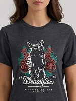 Women's Horse and Roses Tee Jet Black