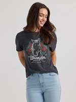 Women's Horse and Roses Tee Jet Black