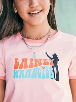 Girl's Wrangler x Lainey Wilson Shadow Ringer Tee Blossom