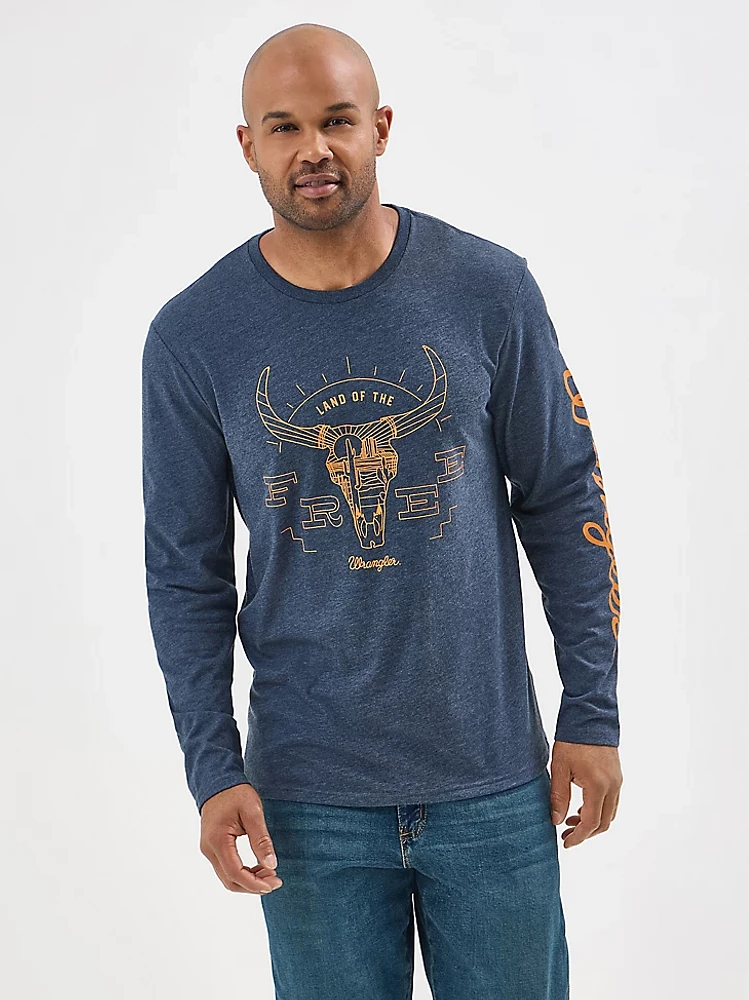 Men's Long Sleeve Graphic T-Shirt Dark Sapphire