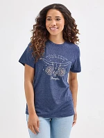 Women's Steer Skull & Flowers Tee Dress Blues