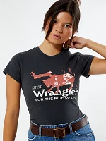 Wrangler® x PacSun Women's Shrunken Band Tee Washed Black