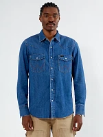 Wrangler® x PacSun Men's Denim Shirt Cowboy Wash