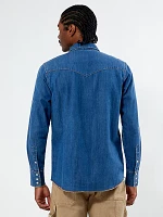 Wrangler® x PacSun Men's Denim Shirt Cowboy Wash