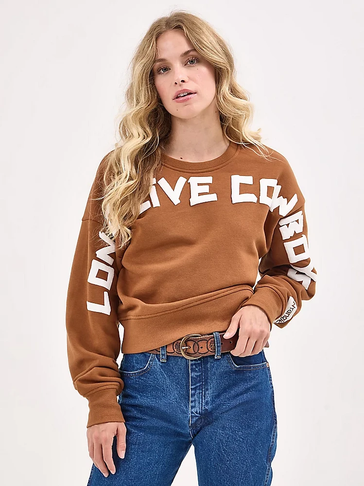 Women's Long Live Cowboys Crew Sweatshirt Mustard