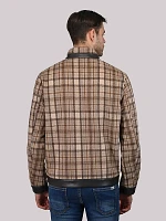 Men's Faux Wool Plaid Jacket Beige