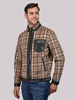 Men's Faux Wool Plaid Jacket Beige