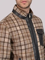 Men's Faux Wool Plaid Jacket Beige