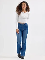 Women's Bold Boot Embroidered Jean Desert Rose