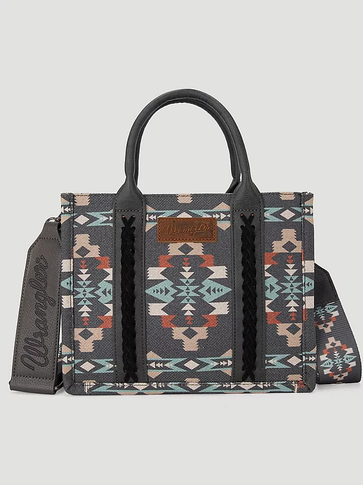 Southwestern Print Cross Body Canvas Mini Tote in Light