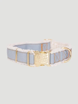 Denim Sherpa Dog Collar in Light Blue