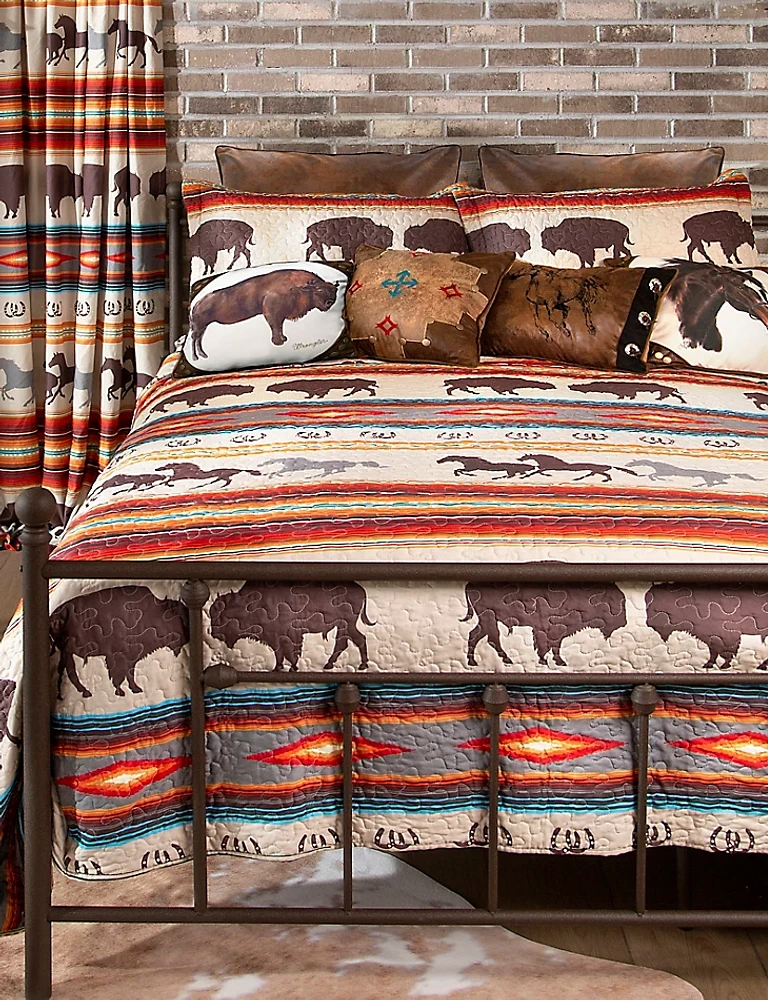 Wrangler Western Stripe 2pc Twin Quilt Set:Brown:Twin