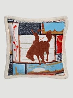 Western Fleece Plush Throw Pillow:Blue:One Size