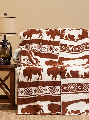 Wrangler Stretchy Throw Blanket in Buffalo Clay