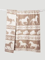 Wrangler Stretchy Throw Blanket in Tan Rodeo