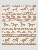 Wrangler Stretchy Throw Blanket in Tan Rodeo