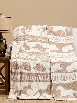 Wrangler Stretchy Throw Blanket in Tan Rodeo