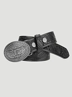 Boy's Longhorn Buckle Emboss Belt Black