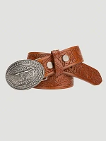 Boy's Longhorn Buckle Emboss Belt Cognac