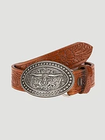 Boy's Longhorn Buckle Emboss Belt Cognac