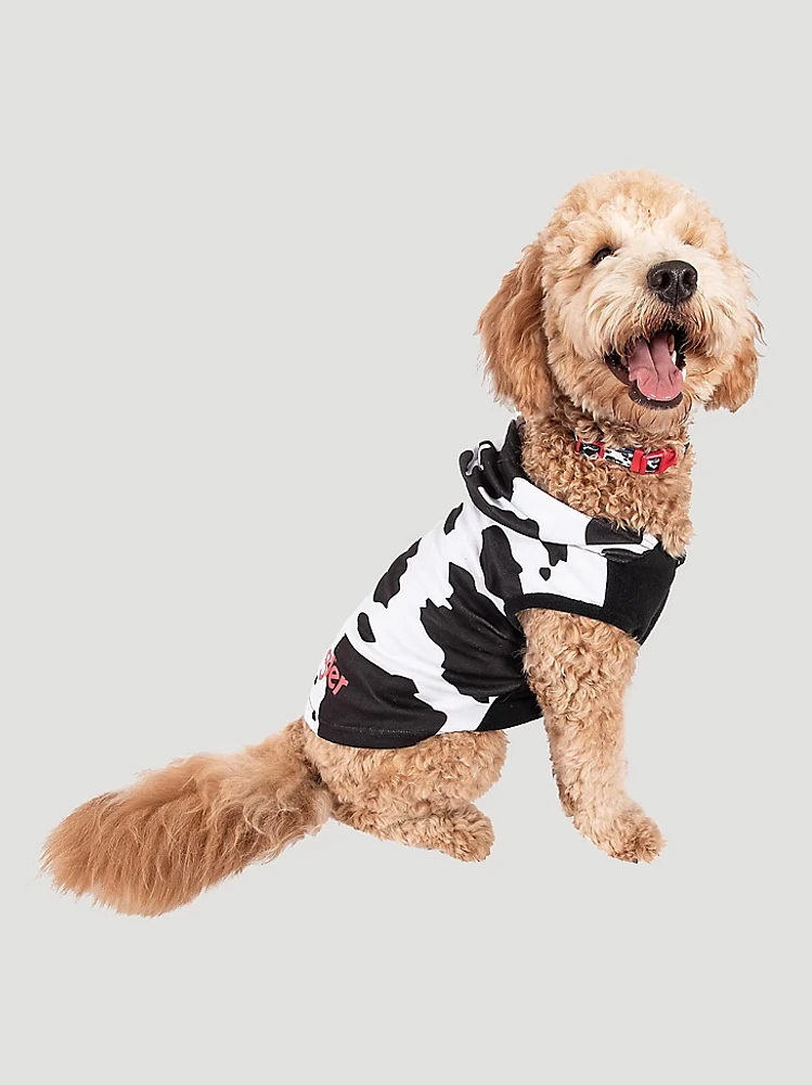 Cow Print Fleece Dog Hoodie Black/White