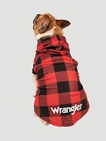 Plaid Fleece Dog Hoodie Red Multi