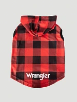 Plaid Fleece Dog Hoodie Red Multi