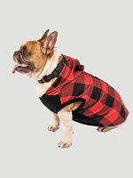 Plaid Fleece Dog Hoodie Red Multi