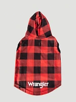 Plaid Fleece Dog Hoodie Red Multi