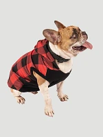 Plaid Fleece Dog Hoodie Red Multi