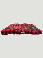 Buffalo Plaid Tufted Pet Bed:Red Multi:L