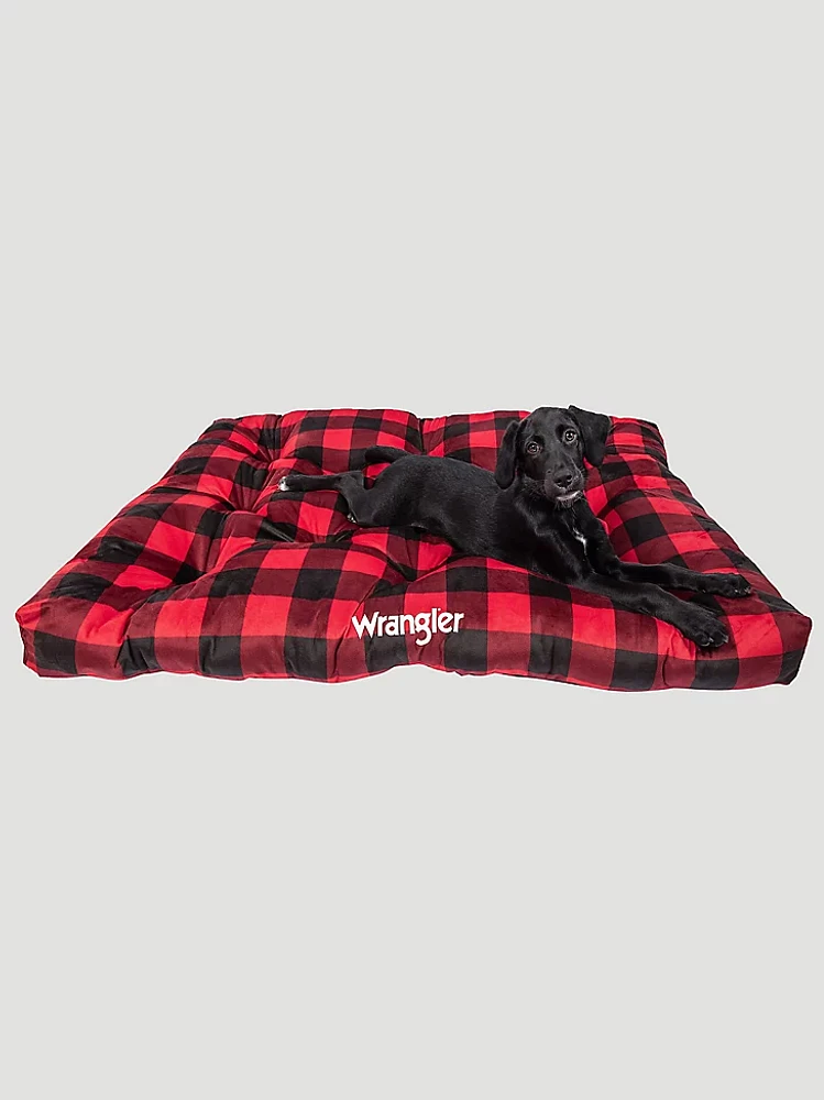 Buffalo Plaid Tufted Pet Bed:Red Multi:L