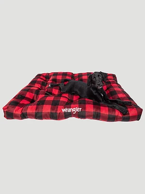 Buffalo Plaid Tufted Pet Bed:Red Multi:L