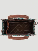 Southwestern Print Cross Body Canvas Mini Tote in Turquiose